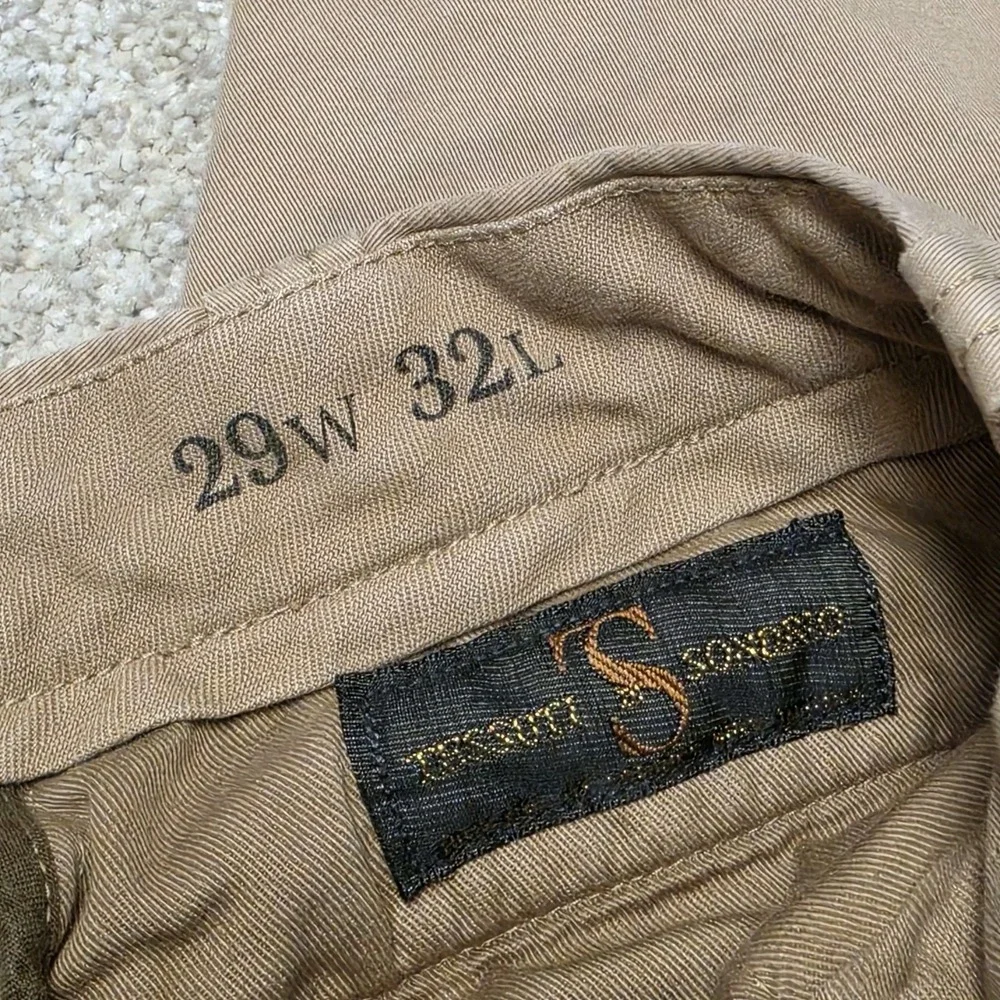 Wallace & Barnes Tessuti Sonriso Chino Trousers Khaki W29 L29 Slim Straight Mens